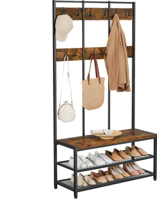 Image de VASAGLE Porte-manteau Porte-manteau, avec 12 patères et étagère à chaussures, 86X