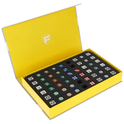 Immagine prodotto di Contenitore magnetico giallo per 54 dadi di HeroQuest