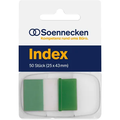 Image de Soennecken Haftstreifen Index 5823 25x43mm 50Streifen Spender grün
