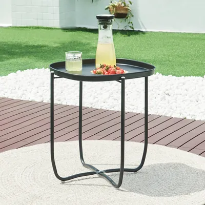 Immagine prodotto di Tavolino 'Sandefjord' rettangolare con un vassoio estraibile in acciaio 53 x 46 x 46 cm Nero