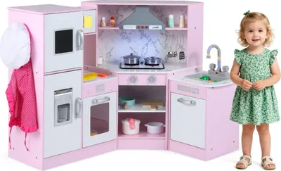 Image de Cuisine d'angle en bois avec lumières, sons et accessoires
