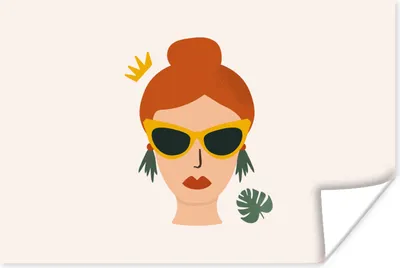 Produktbild von MuchoWow® Poster Frau - Monstera - Krone - Porträt 90x60 cm - Schlafzimmer