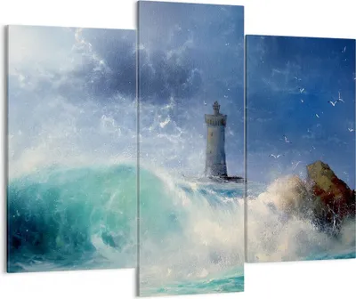 Produktbild von Bild auf Leinwand - Leinwandbild - Leuchtturm Meer - 130x100cm - Wand Bild - Wanddeko - Wandbilder - Leinwanddruck - Bilder - Kunstdruck - Wanddekoration - Leinwand bilder - Wandkunst - CB130x100-3576