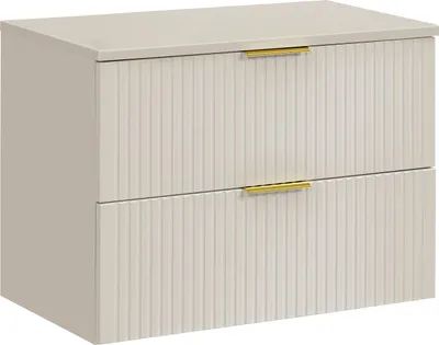 Zdjęcie produktu dla Szafka Łazienkowa 80 Cm Z Blatem Kaszmirowym – Ryflowane Fronty