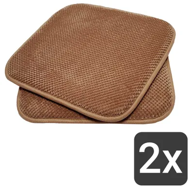 Produktbild von Komfortable & praktische Gel-Kissen 40x40 - Stuhlkissen mit modernem Memory-Schaumstoff - gepolsterte Sitzkissen Out- und Indoor Gartenkissen Stuhlauflage rutschfest , Farbe:Braun;Set:2er