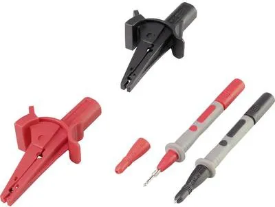 Produktbild von VOLTCRAFT MSS-103 Krokodilklemmen-Set Buchse 4 mm CAT III 1000 V, CAT IV 600 V Schwarz, Rot 1 Set