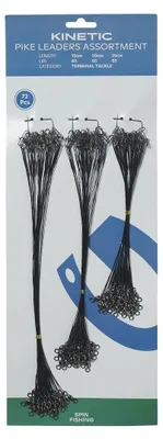 Produktbild von Kinetic Pike Leaders Assortment 15/20/30cm 29.5kg - 72 Stahlvorfächer