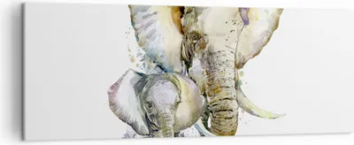 Produktbild von Bild auf Leinwand - Leinwandbild - Elefanten tier safari afrika - 140x50cm - Wand Bild - Wanddeko - Leinwanddruck - Bilder - Kunstdruck - Wanddekoration - Leinwand bilder - Wandkunst - AB140x50-2884
