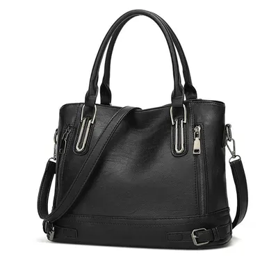 Produktbild von Damen Handtasche, Mode Tote Bag, Mittel Kunstleder Tasche, Groß Kapazität Schultertasche, Business Tasche, Schwarz