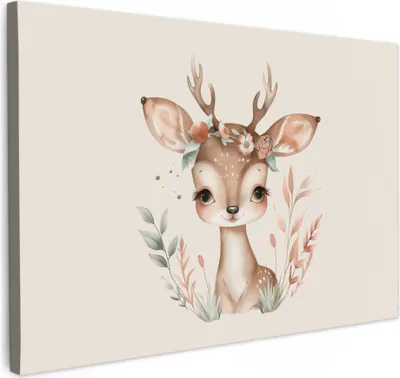 Produktbild von Wanddeko 90x60 cm - Kinder Bohemian - Hirsch - Boho, Wandbilder, Wanddeko Wohnzimmer, Bild