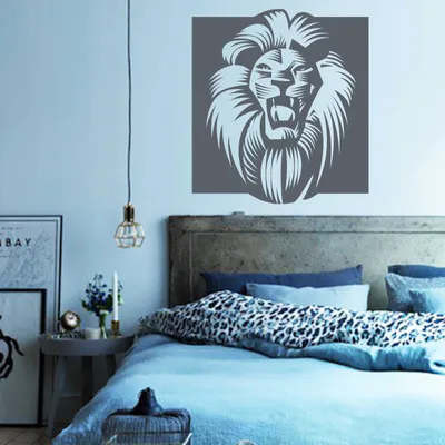 Produktbild von Wandtattoo - Wandaufkleber - Wandtattoo "Afrika Löwe" - 63cm x 58cm anthrazit - Dekoration Küche Wohnzimmer Wand
