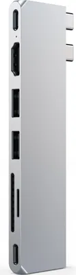 Produktbild von Satechi ST-HUCPHSS, Andocken, USB 3.2 Gen 2 (3.1 Gen 2) Type-C, 100 W, 1.4/2.3, Silber, Silver