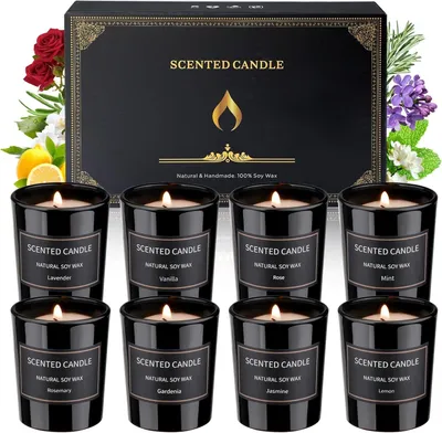 Productafbeelding van Kerstgeurkaarsen geschenken voor vrouwen, 8 Pack 3.4 oz kaars set, natuurlijke sojawas, aromatherapie kaarsen voor verjaardag, kerstcadeaus