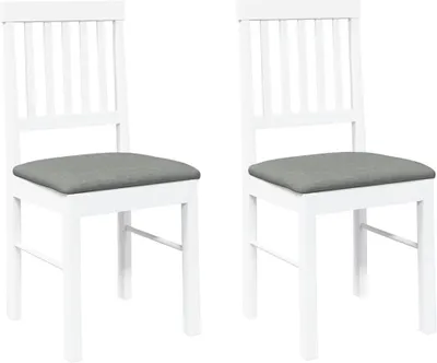 Image de Chaises à manger coussins 2 pcs blanc bois massif caoutchouc