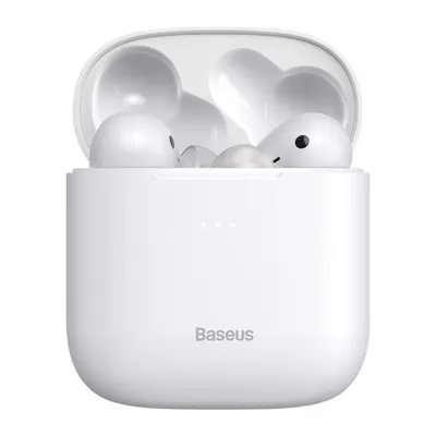 Zdjęcie produktu dla Słuchawki bezprzewodowe Baseus Encok W06 TWS, Bluetooth 5.0, aptX, ładowanie indukcyjne - Białe