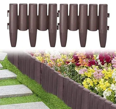 Produktbild von Kunststoff-Gazonrand 5,6 m in Holzoptik - Ideale Blumenbeet-Einfassung