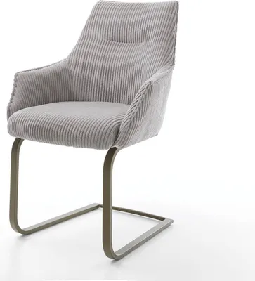 Produktbild von DELIFE Freischwinger Alja-Flex mit Armlehnen Cord Silbergrau Freischwinger flach Effektfinish Titan Taschenfederkern