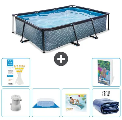 Immagine prodotto di Piscina fuori terra rettangolare - aspetto pietra - 300x200x65 cm - composta da 5 elementi - modello S345