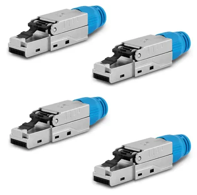 Produktbild von CAT8 CAT8.1 4x Netzwerk Stecker RJ45 Netzwerkstecker Werkzeuglos 2000 MHz Metall