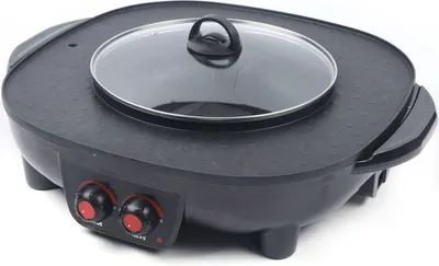 Produktbild von 2v1 Elektrická grilovací pánev s nepřilnavým povrchem Hot pot BBQ grilovací pánev Hrnec na vaření Teppanyaki gril Stůl na grilování 2100W