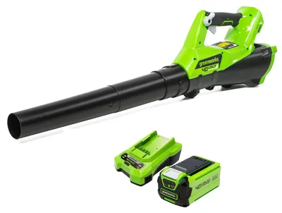 Produktbild von Greenworks G40ABK2 Axial Laubbläser mit Tempomat, 177 km/h, 11,05 m³/min, 40V 2A
