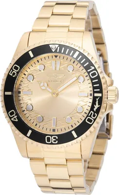 Obrázek produktu pro Invicta Pro Diver 49700 Pánské Hodinky - Quartz Hnutí - Nerezová Ocel se Zlatým Ciferníkem - 43 mm