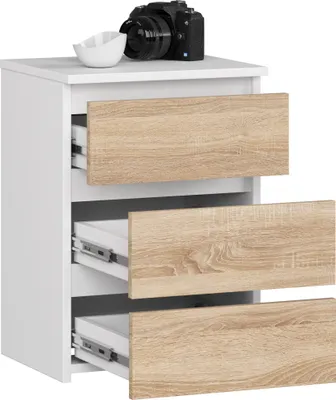 Produktbild von AKORD Furniture Factory OP0LCL340BIASON001, Weiß, Eiche, 3 Schublade(n), Matt, 16 mm, 31 cm, 350 mm