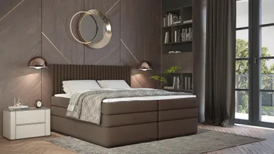 Obrázek produktu pro Boxspringová postel 140x200 LUMIRA 2 - hnědá + topper