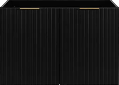 Produktbild von Badezimmerschrank, Schwarz + goldener Griff, 80 x 57 x 46 cm