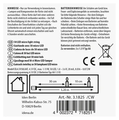 Productafbeelding van Idena Idena 50er Micro LED-Lichterkette