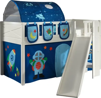 Produktbild von Spielbett >SCOTT< in Weiß Textilset Astro - 207,6x114x203,7 (BxHxT)