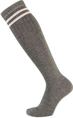 Produktbild von krautwear Damen Mädchen Kniestrümpfe 2 Streifen Gestreift (grau)