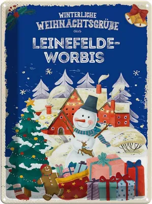Produktbild von vianmo Blechschild 40x30 cm Weihnachtsgrüße LEINEFELDE-WORBIS Abenteuer Reisen Urlaub Weihnachten
