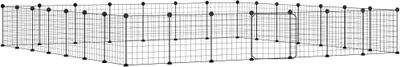 Obrázek produktu pro 28panelová ohrádka pro zvířata s dvířky černá 35 x 35 cm ocel