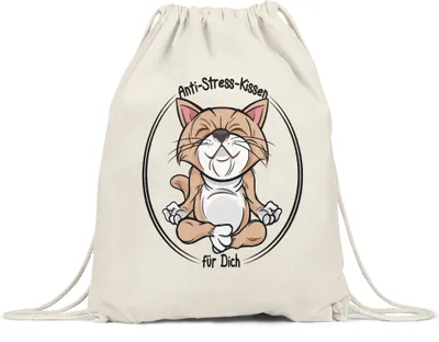 Produktbild von Anti-Stress Turnbeutel Gymsack Meditation Lustig Spruch Ironie Katze Geschenk-Idee Bürokollegen Chillen Yoga