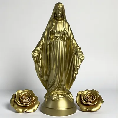 Marienfigur aus Harz, handbemalt, 17 cm, Gold