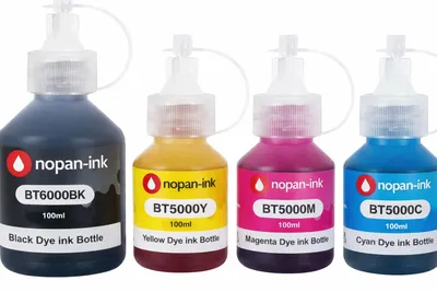 Image de Pack 4 Recharge Encre BT5000 BT6000 BTD60 Bouteille compatible pour Brother DCP T300 T500W T700W MFC T800W Noirs et Couleurs Haute capacité 100 ml