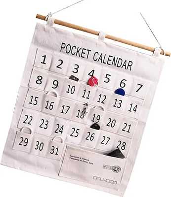 Image de Tableau à pochettes numérotées pour le calendrier Coton et lin Tableau à pochettes pour la classe Organisateur mural à suspendre Grand 31 pochettes