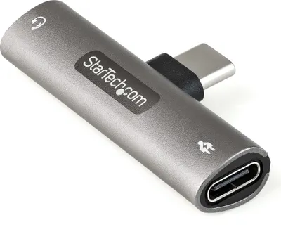 Produktbild von StarTech.com USB-C Audio- und Ladeadapter - USB-C-Audio Adapter mit 3,5-mm TRRS Kopfhörer-/Headset Buchse und 60W USB Typ-C-Power Delivery Pass-Through - für USB-C Handy/Tablet/Laptop (CDP235APDM) - Dockingstation - USB-C