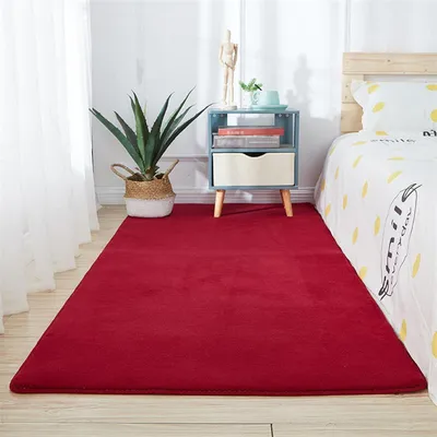 Produktbild von Teppich Kurzflor Einfarbig Rot 100 x 200 cm