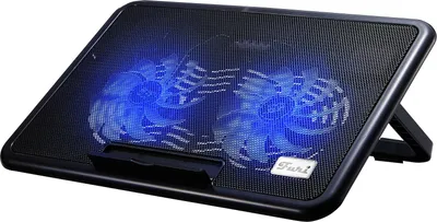 Produktbild von Notebook Kühler M2 Laptop Ständer 2x Lüfter 140mm 2x USB HUB blaue LED 12"-16"