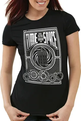 Produktbild von style3 Time meets Space Damen T-Shirt zeitreise timelord notrufzelle, Farbe:Schwarz, Größe:S
