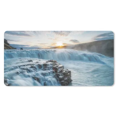 Produktbild von MuchoWow® Schreibtischunterlage Wasserfall - Wasser - Steine - Sonne - Natur 80x40 cm - XXL Mauspad - Gaming Mauspad