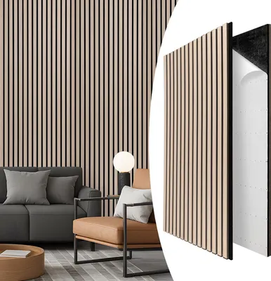 Obrázek produktu pro Izrielar 2 kusy Samolepicí  Akustický panel Nástěnný panel Moderní nástěnné panely  Akustická dřevěná stěnaDřevo  MDF nástěnné panely 120x60x2,1 cm Barva dubového dřeva