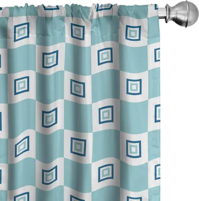 Produktbild von ABAKUHAUS Geometrisch Vorhänge, Gardinen, Kontinuierliche Nested Quadrate Design Muster mit Retro Einflüsse, 2 Stück 75 x 175 cm, Seafoam Dark Sky Blau
