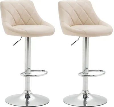 Produktbild von TPFLiving 2er Set Barhocker Lazius Gestell Metall in Chromoptik Kunstleder Creme