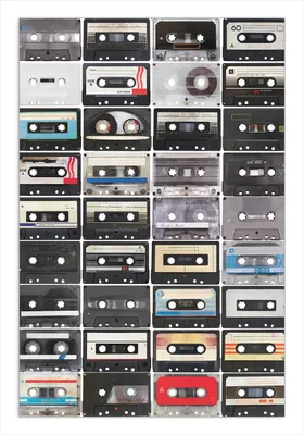 Produktbild von Wallario Wandbild Retro Kassetten, Größe: 61 x 91,5 cm, Poster mit rahmenlosen Bildhalter
