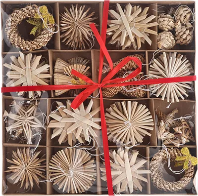 Produktbild von 74 tlg. Set Strohsterne Ø 6 cm - Baumschmuck nachhaltig - Christbaumschmuck - Stroh Sterne für den Christbaum - Baumhänger Stroh Weihnachtsbaumschmuck