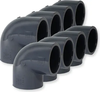 Produktbild von PVC-U Fitting Winkel 90°, Ø 50 mm, mit Klebemuffen 8er-Set