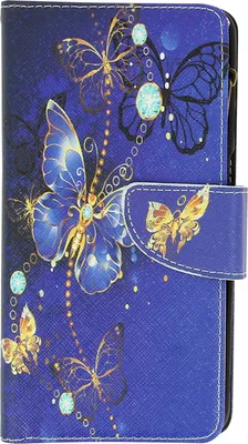 Produktbild von Avizar, Klapphülle mit Portemonnaie für Samsung Galaxy A12 – Schmetterling Design, Blau